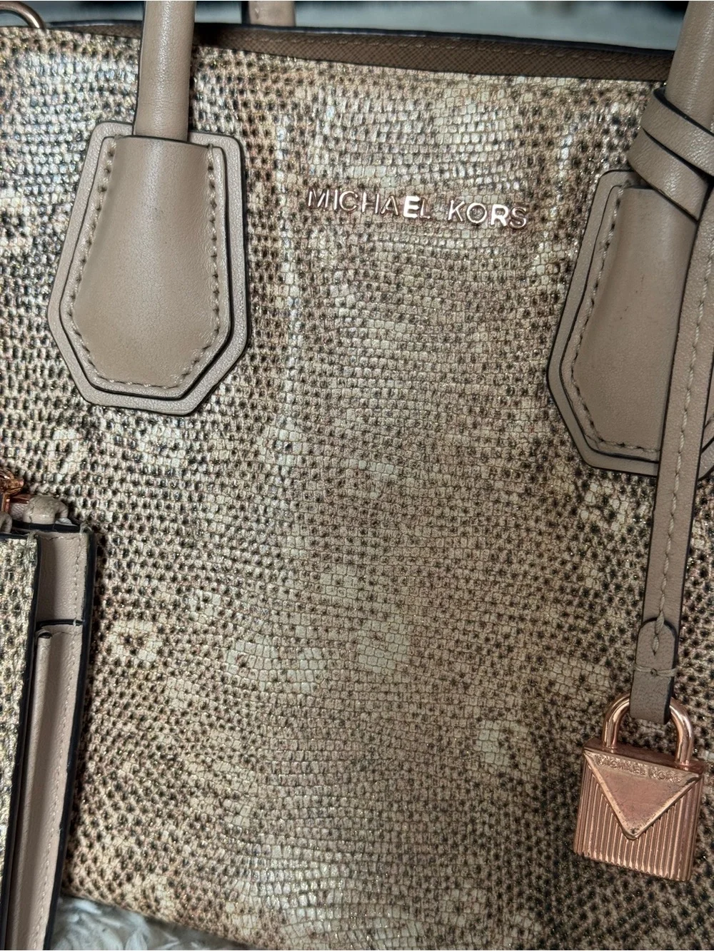 Michael Kors Oyster embossed leather medium Mercer messenger bag with wallet